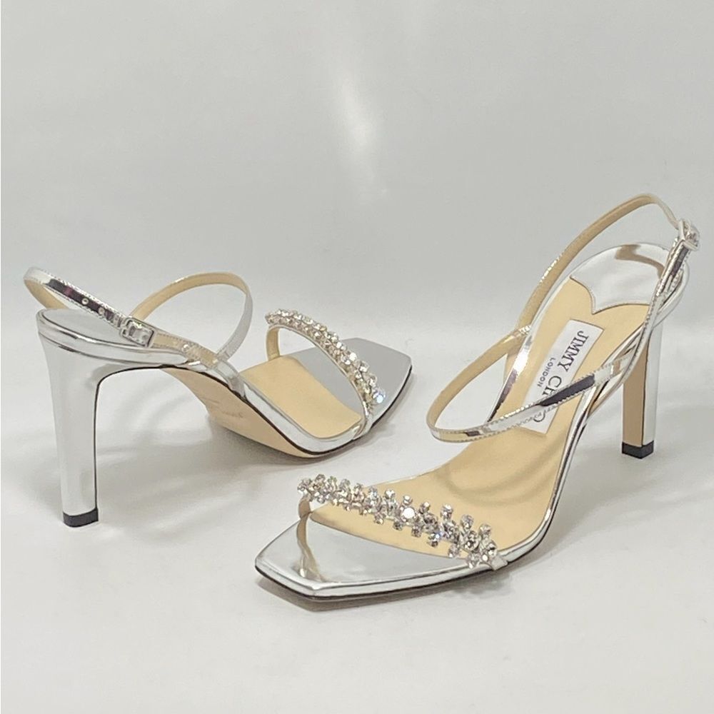 Jimmy Choo Meira Embellished Patent Leather Sandals size 39